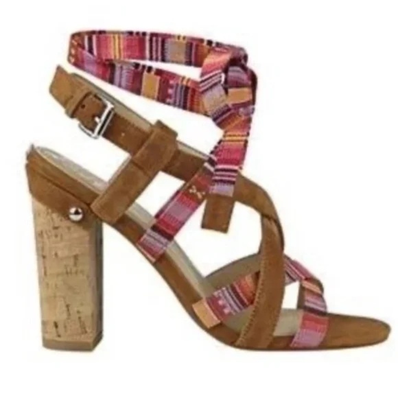 Guess Womens Strappy Cage Sandal Cariel Southwestern Lace Up Suede Size 9.5 - Picture 2 of 13